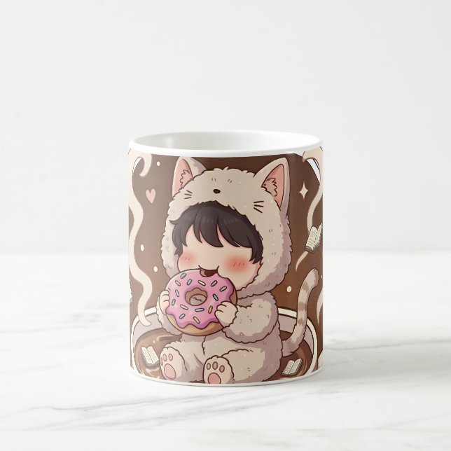 Caneca De Café Cute Cat in Coffee Cup - Cozy Adventure art (Centro)
