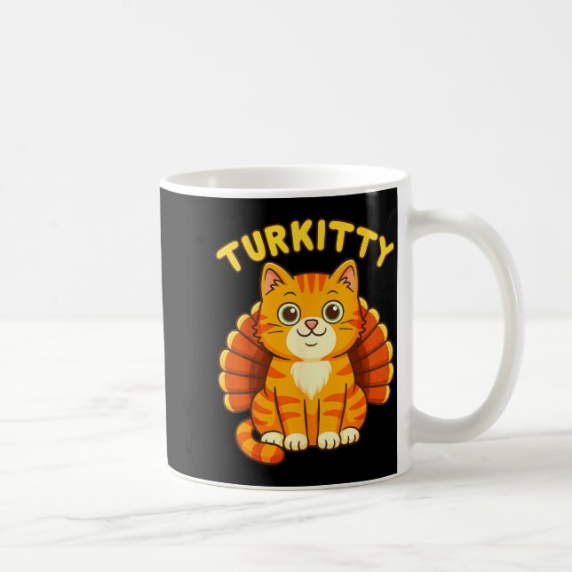 Caneca De Café Cute Cat Turkey Funny Thanksgiving For Men Women K (Direita)