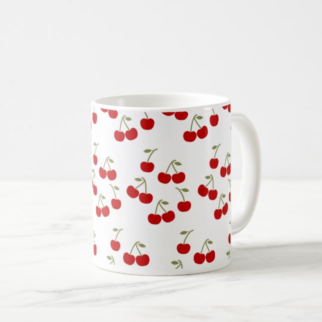 Caneca De Café Cute Cherries Pattern (Frente Esquerda)