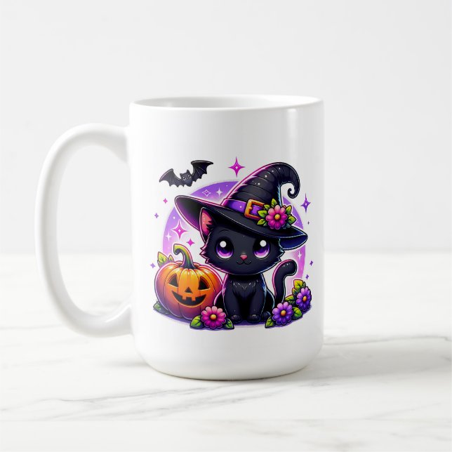 Caneca De Café Cute Chibi Happy Halloween Pumpkin Personalizado (Esquerda)