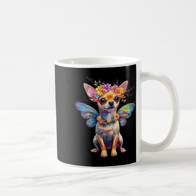Caneca De Café Cute Chihuahua Dog Angel With Wings  (Direita)