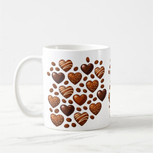 Caneca De Café Cute Chocolate Hearts Mug - Sweet Candy Love Patte