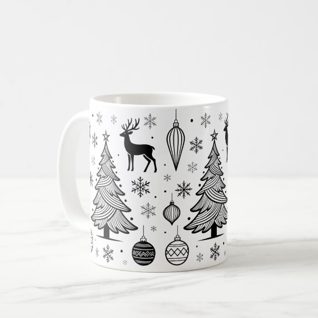 Caneca De Café Cute Christmas Animals Illustration (Frente Esquerda)