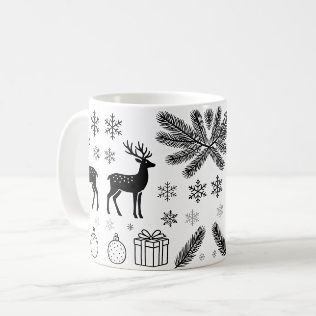 Caneca De Café Cute Christmas Animals Illustration mugs (Frente Esquerda)
