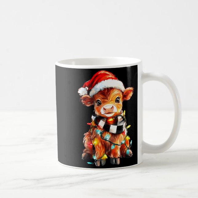 Caneca De Café Cute Christmas Baby Highland Cow F Thanksgiving  (Direita)