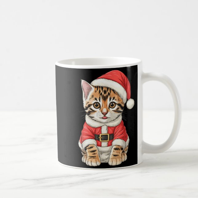 Caneca De Café Cute Christmas Bengal Cat Santa  (Direita)