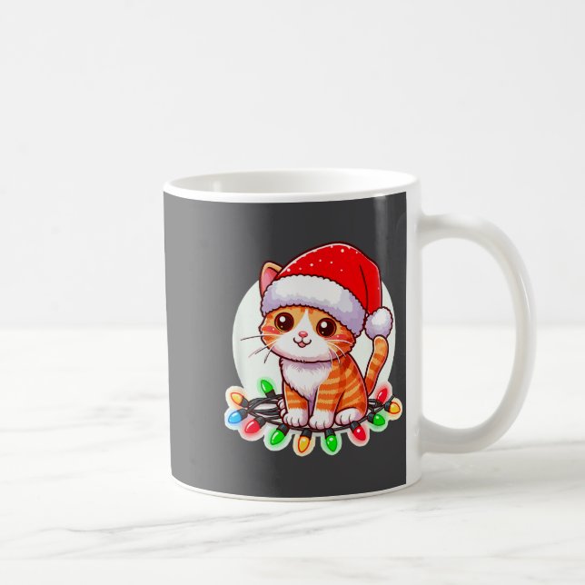 Caneca De Café Cute Christmas Cat In Santa Hat  (Direita)