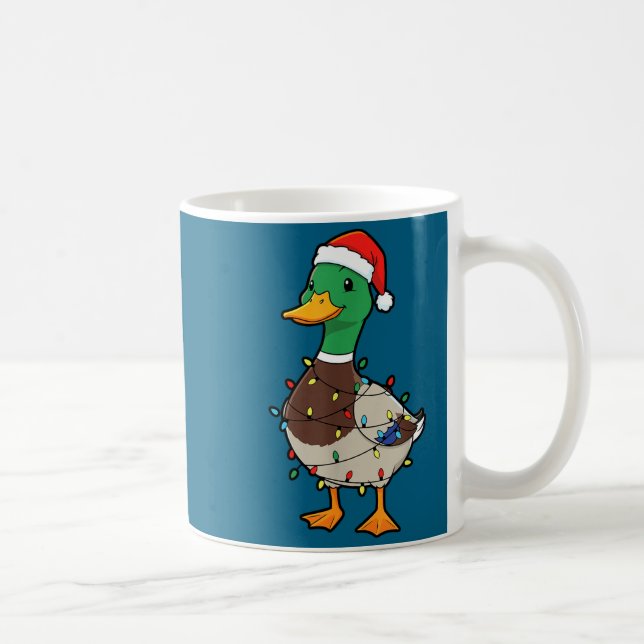Caneca De Café Cute Christmas Duck Mallard With Xmas Lights  (Direita)