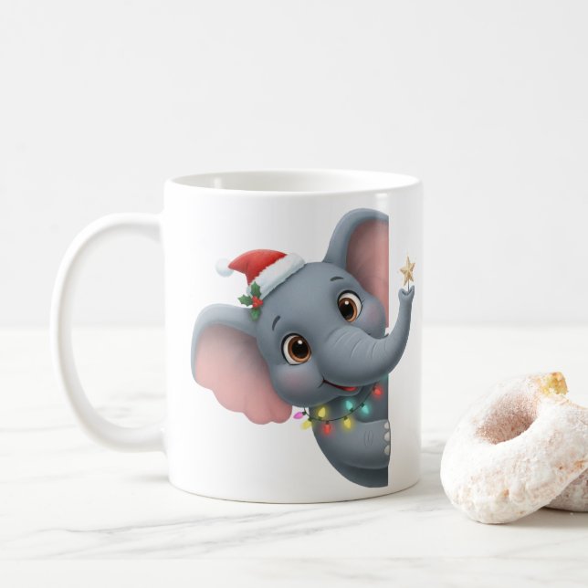 Caneca De Café Cute Christmas Elephant Coffee Mug  (Com Donut)