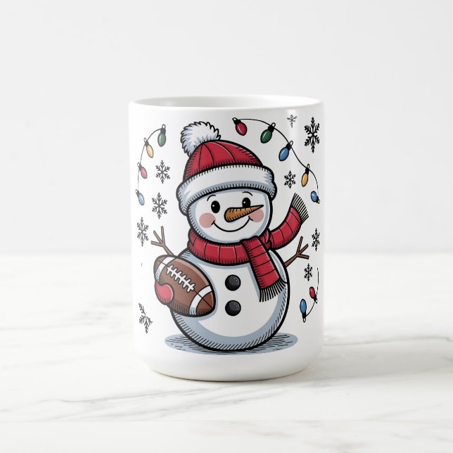 Caneca De Café Cute Christmas Football Snowman Holiday Illustrati (Centro)