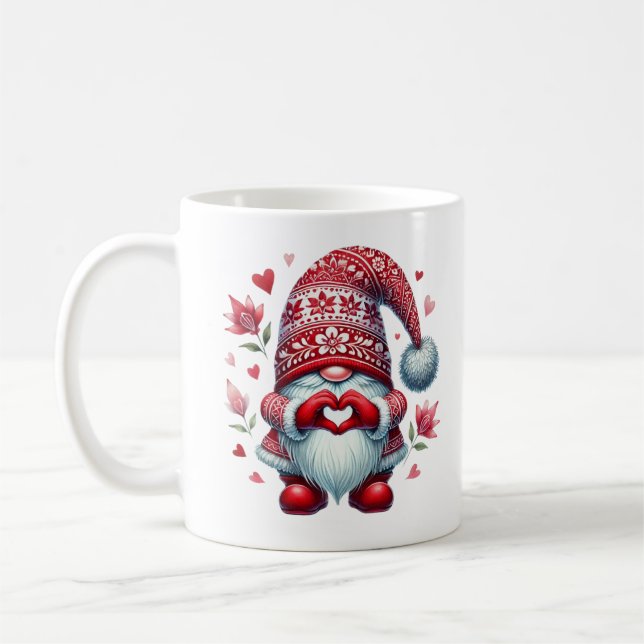 Caneca De Café Cute Christmas Gnome Festive Holiday Aesthetic Art (Esquerda)