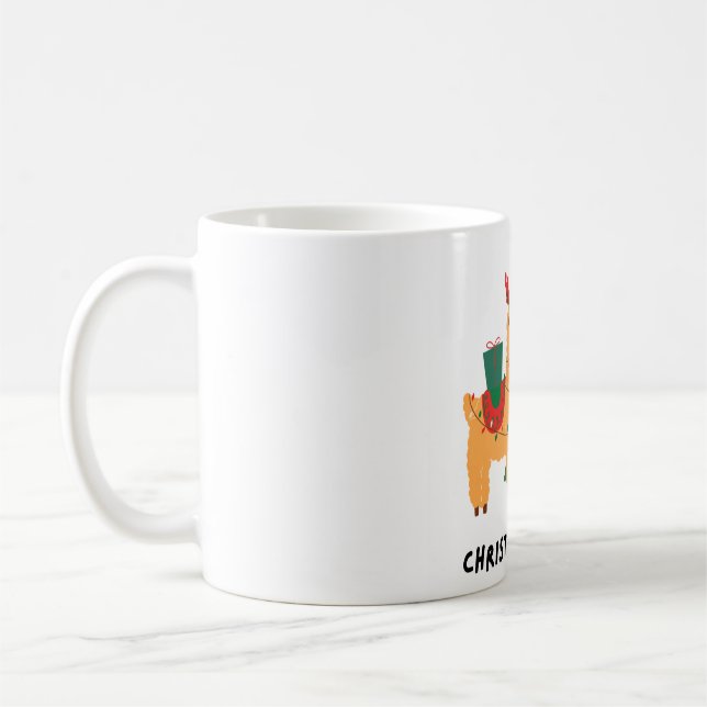 Caneca De Café Cute Christmas Llama Illustration – Festive Holida (Esquerda)