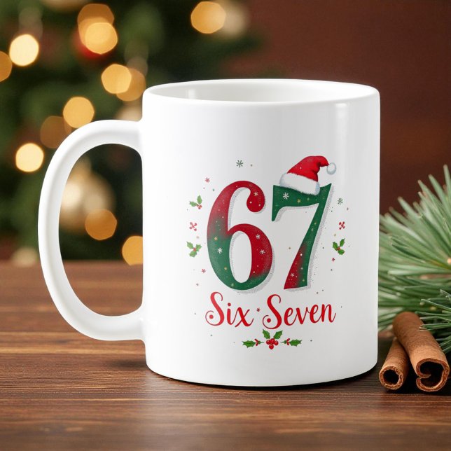Caneca De Café Cute Christmas Meme Six Seven 67 6 7 Holiday (Criador carregado)