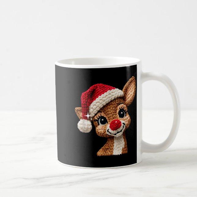 Caneca De Café Cute Christmas Reindeer Crocheting Funny Gift Men, (Direita)