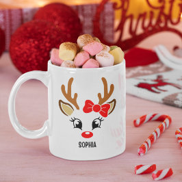 Caneca De Café Cute Christmas reindeer face for her