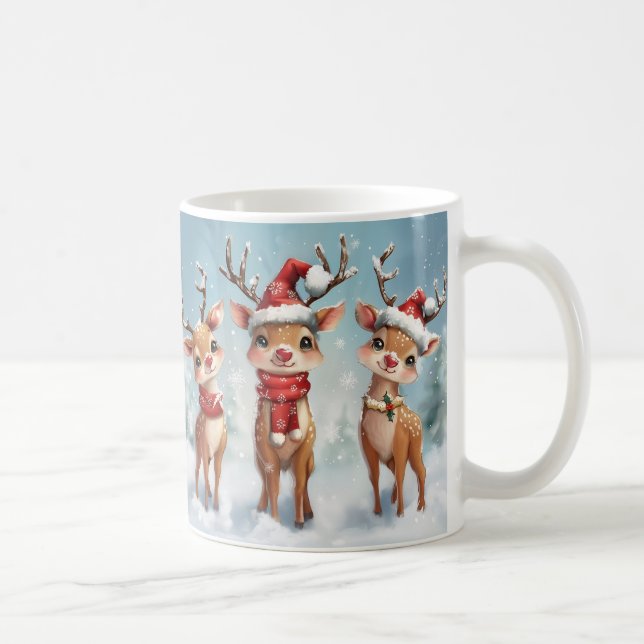 Caneca De Café Cute Christmas Reindeer Mug – Cozy Holiday Mug  (Direita)