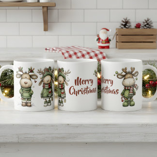 Caneca De Café Cute christmas reindeers