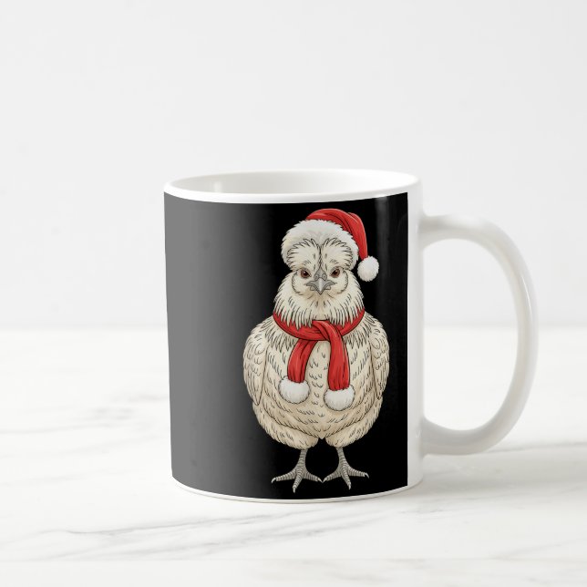 Caneca De Café Cute Christmas Silkie Chicken Santa Farm Animal  (Direita)
