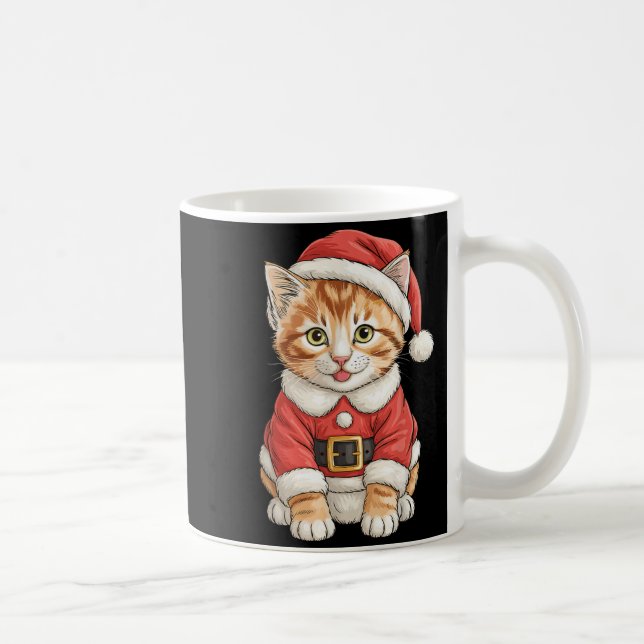 Caneca De Café Cute Christmas Tabby Cat Santa  (Direita)