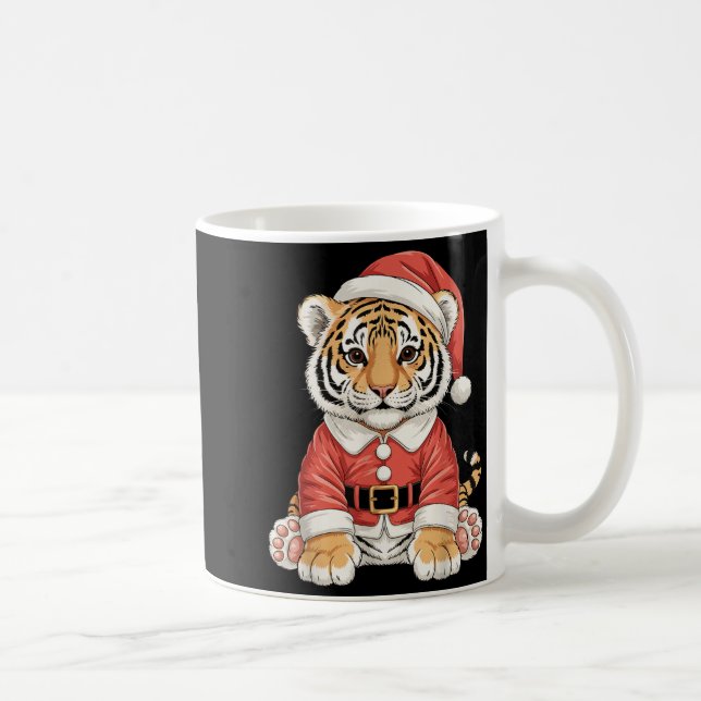 Caneca De Café Cute Christmas Tiger Santa Safari Animal  (Direita)