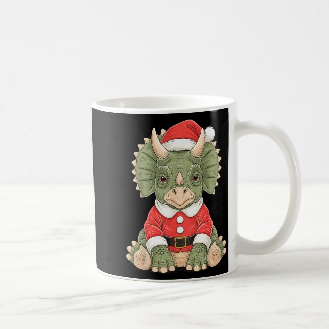 Caneca De Café Cute Christmas Triceratops Santa Dinosaur  (Direita)