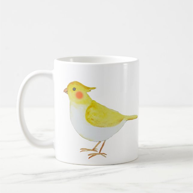 Caneca De Café Cute Cockatiel Gift Yellow White Budget Parakeet (Esquerda)