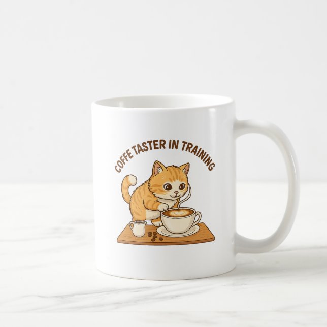 Caneca De Café Cute Coffee Mug: "Coffee Taster in Training" Cat  (Direita)