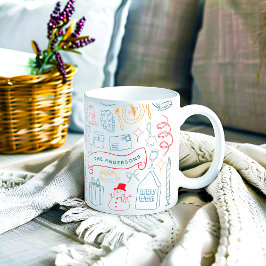 Caneca De Café Cute Colorful Whimsical Christmas Doodle