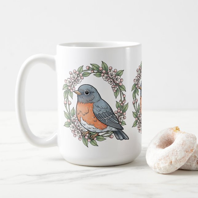 Caneca De Café Cute Connecticut Bird With Mountain Laurel (Com Donut)