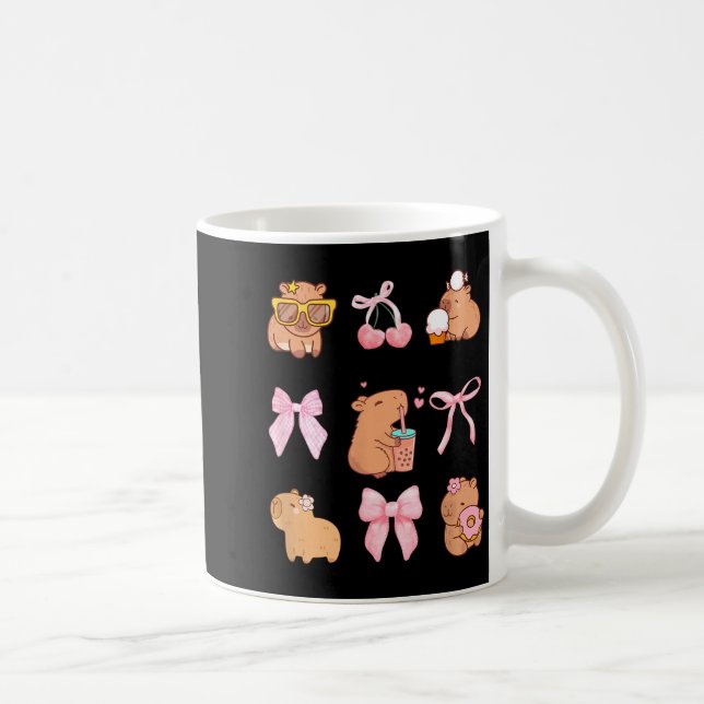 Caneca De Café Cute Coquette Bow Capybara Pajamas Pjs Clothes Gir (Direita)