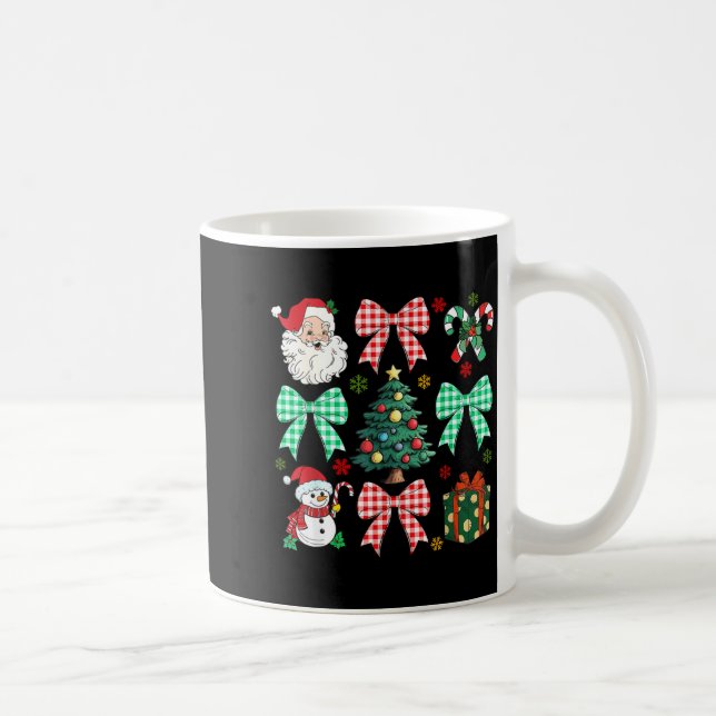 Caneca De Café Cute Coquette Bow Christmas Tree Santa Gingerbread (Direita)