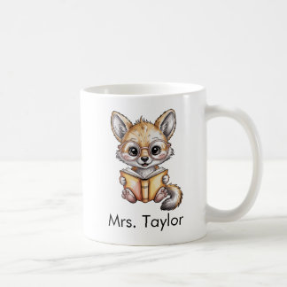 Caneca De Café Cute Coyote Reading Book Custom