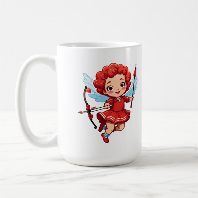 Caneca De Café Cute Cupid Com Arco E Flecha (Esquerda)