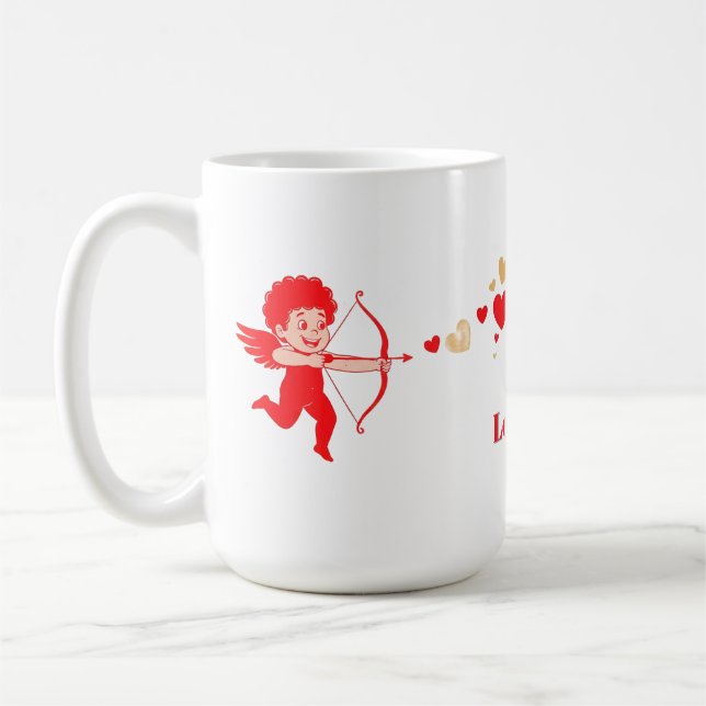 Caneca De Café Cute Cupid com Arco e Flecha (Esquerda)