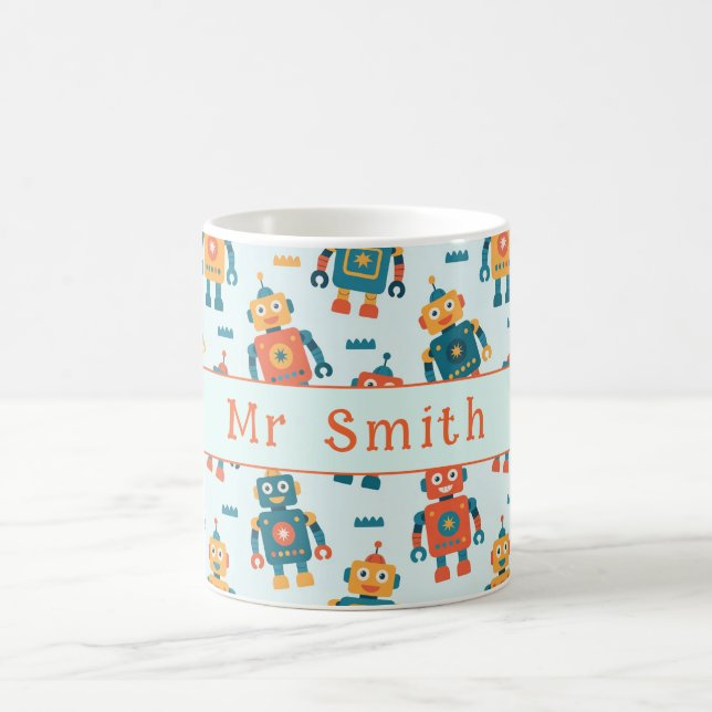 Caneca De Café Cute Customizable Robot Print (Centro)