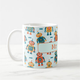 Caneca De Café Cute Customizable Robot Print