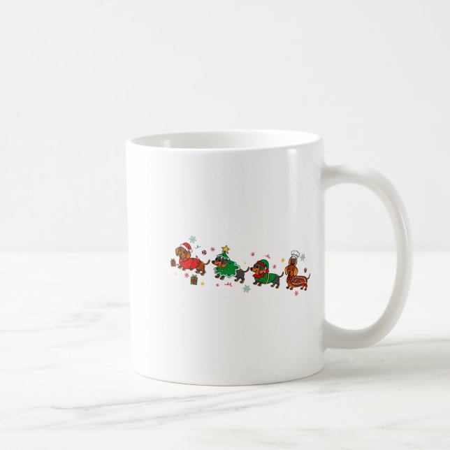 Caneca De Café Cute Dachshund Christmas Parade Christmas  (Direita)