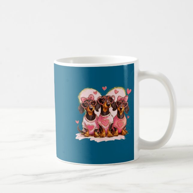 Caneca De Café Cute Dachshund Valentines Heart Dog Lover Men Wome (Direita)