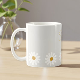 Caneca De Café Cute daisy ceramic mug, Daisy cappuccino cup 