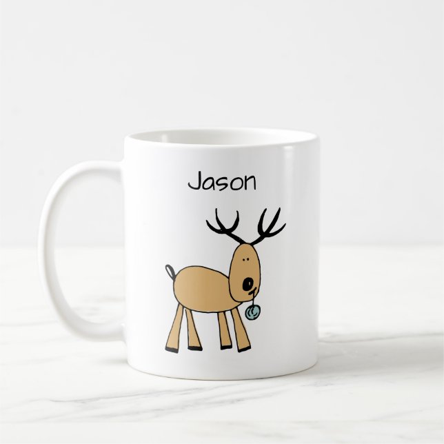 Caneca De Café Cute Deer Adicionar Seu Nome (Esquerda)