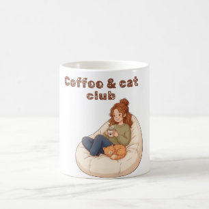 Caneca De Café Cute design do Café & Clube do Gato