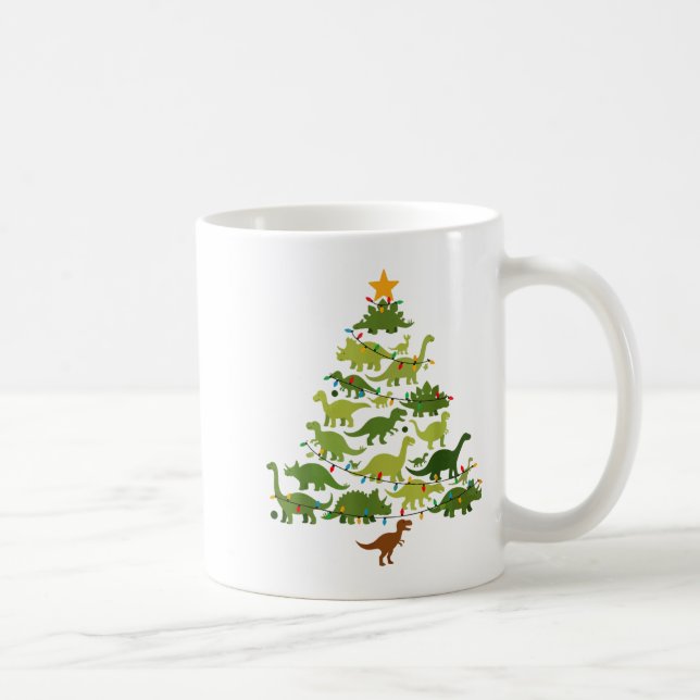 Caneca De Café Cute Dino Christmas Tree Merry Dinomas Xmas Lights (Direita)