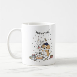 Caneca De Café Cute Dog Birthday Celebration Playful Party Coffee