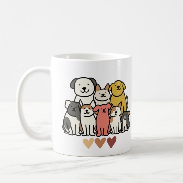 Caneca De Café Cute Dog Group Mug - Adorable Puppy Squad (Esquerda)