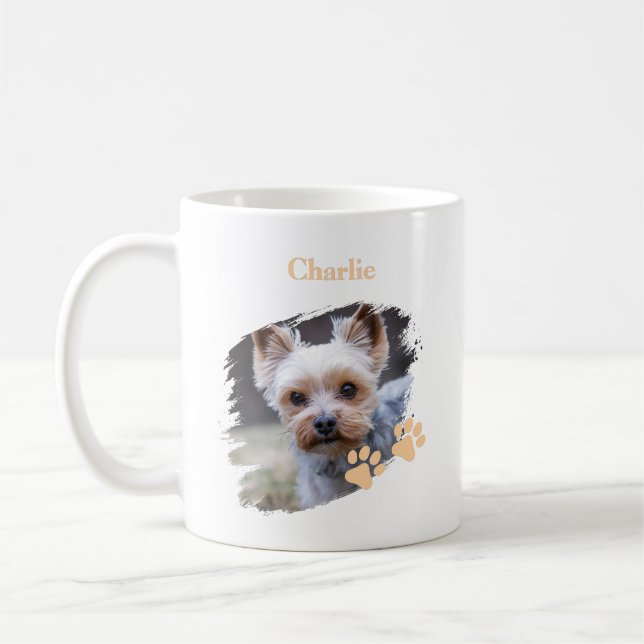 Caneca De Café Cute dog pet with customized name (Esquerda)