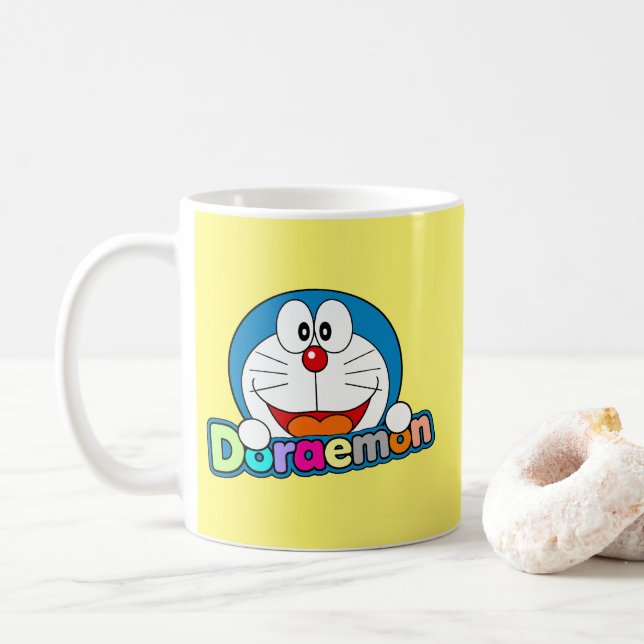 Caneca De Café Cute Doraemon Fanart (Com Donut)