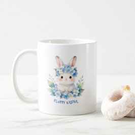 Caneca De Café Cute Easter Bunny Watercolor with Hydrangea