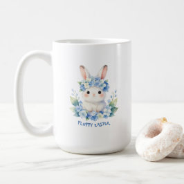 Caneca De Café Cute Easter Bunny Watercolor with Hydrangea