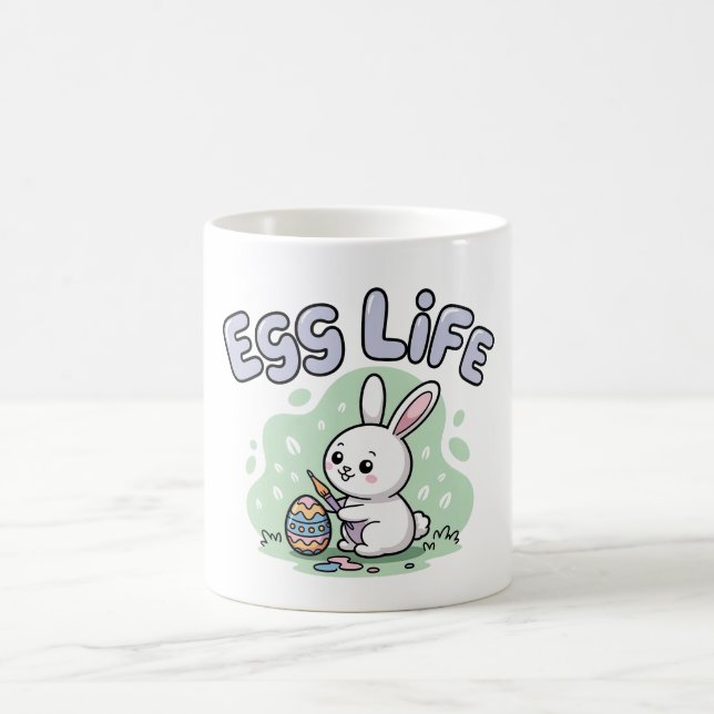 Caneca De Café Cute Easter Egg Life Bunny Artwork (Centro)
