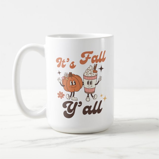 Caneca De Café Cute Fall –  It’s Fall Y’all Kawaii Pumpkin & PSL  (Esquerda)